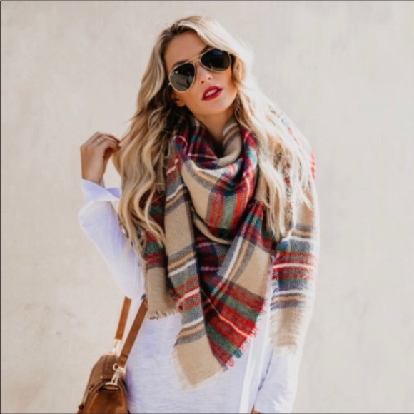 Accessories - LAST ONE • Plaid Cashmere Oversized Blanket Scarf
